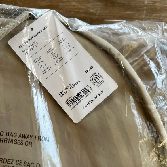 Athleta All about backpack. NWT. Sandstone